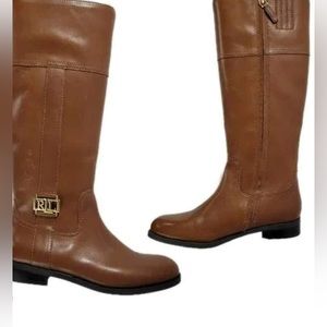 Lauren by Ralph Lauren Berdie Polo Tan Burnished Calf Boots Size 8B